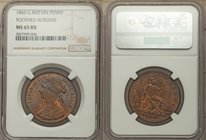 Victoria Penny 1860 MS65 Red and Brown NGC, KM749.2, S-3950. Toothed borders. Nicely struck with crisp edges. 

HID09801242017