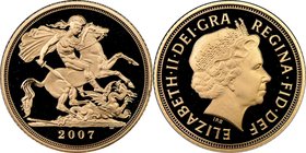 Elizabeth II gold Proof 1/2 Sovereign 2007 PR70 Ultra Cameo NGC, KM1001. AGW 0.1176 oz.

HID09801242017