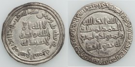 Pair of Uncertified Assorted Dirhams 1) Umayyad. temp. Abd al-Malik (AH 65-86 / AD 685-705) Dirham AH 83 (AD 702/3) - VF (clipped, scratches), Shaqq a...