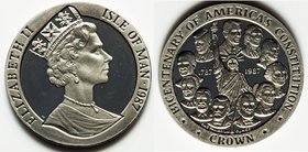 Elizabeth II palladium Proof Crown 1987, KM176a. Issued for the United States Constitution Bicentennial. APdW. 0.9988 oz. 

HID09801242017