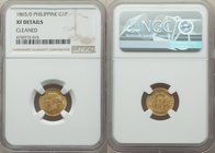 Spanish Colony. Isabel II gold Peso 1865/0 XF Details (Cleaned) NGC, KM142. AGW 0.0475 oz. 

HID09801242017