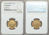 Spanish Colony. Isabel II gold 4 Pesos 1864 AU Details (Cleaned) NGC, KM144. AGW 0.1903 oz. 

HID09801242017