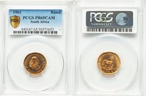 Republic Pair of Certified gold Rands PCGS, 1) gold Rand 1961 - PR65 Cameo PCGS, KM63. AGW 0.1177 oz. 2) gold 2 Rand 1961 - PR66 PCGS, KM64, AGW 0.235...