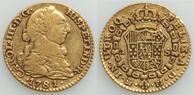 Charles III gold Escudo 1781 M-PJ VF, Madrid mint, KM416.1. 17.2mm. 3.15gm. 

HID09801242017