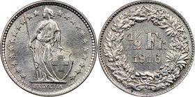 Confederation 1/2 Franc 1916-B UNC Details (Cleaned) NGC, Bern mint, KM23.

HID09801242017