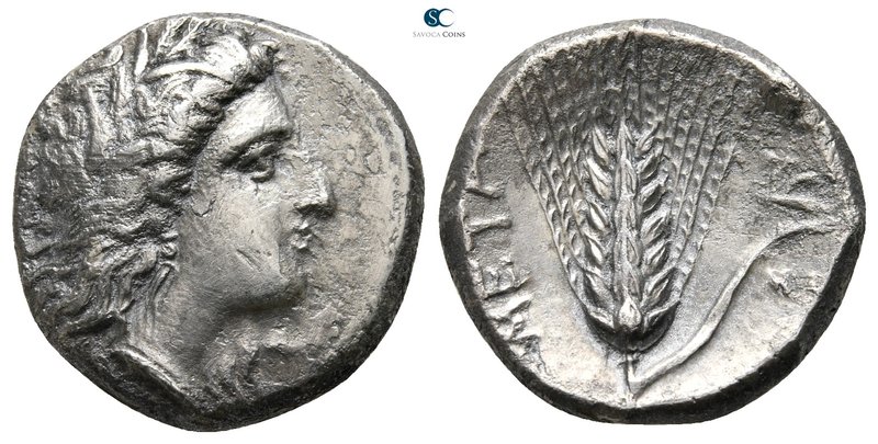 Lucania. Metapontion circa 330-290 BC. 
Nomos AR

21 mm., 7,77 g.

Head of ...