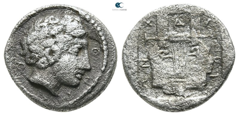 Macedon. Olynthos mint. Chalkidian League circa 410 BC. 
Tetrobol AR

14 mm.,...