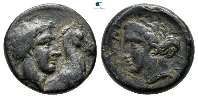 Thessaly. Gyrton circa 400-350 BC. 
Bronze Æ

17 mm., 3,89 g.

Youthful hea...