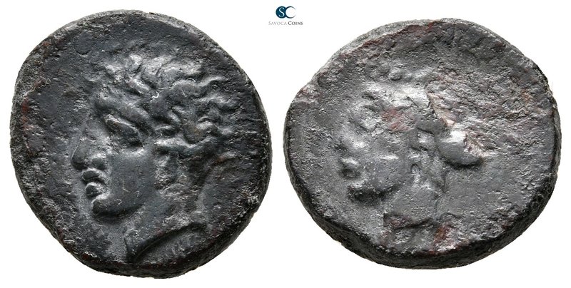 Thessaly. Phalanna circa 225-200 BC. 
Bronze Æ

18 mm., 5,11 g.

Head of Ar...