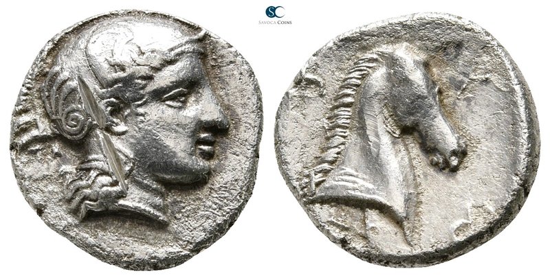 Thessaly. Pharsalos circa 380-350 BC. 
Hemidrachm AR

14 mm., 2,88 g.

Head...