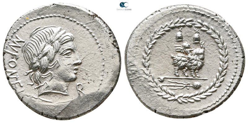 Mn. Fonteius C.f. 85 BC. Rome
Denarius AR

22 mm., 4,13 g.

Laureate head o...