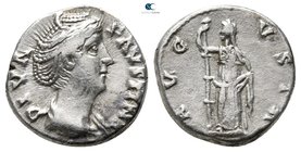 Diva Faustina I AD 140-141. Struck under Marcus Aurelius. Rome. Denarius AR