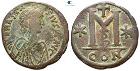 Anastasius I AD 491-518. Constantinople. 2nd officina. Follis Æ