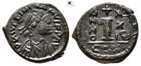 Justinian I AD 527-565. Struck AD 554-555. Constantinople. Decanummium Æ