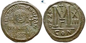 Justinian I AD 527-565. Constantinople. 3rd officina. Follis Æ
