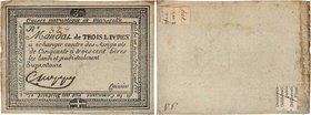 Country : FRANCE regionalism and miscellaneous 
Face Value : 3 Livres 
Date : (1791-1792) 
Period/Province/Bank : Révolution, billet de confiance ...