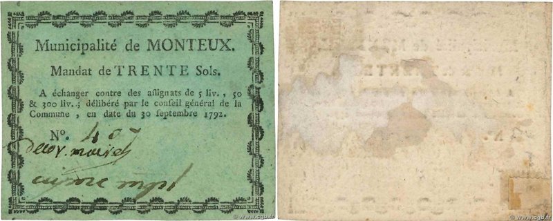 Country : FRANCE regionalism and miscellaneous 
Face Value : 30 Sols 
Date : 3...