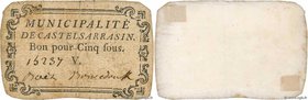 Country : FRANCE regionalism and miscellaneous 
Face Value : 5 Sous 
Date : (01 octobre 1792 
Period/Province/Bank : Révolution, billet de confianc...