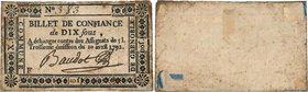 Country : FRANCE regionalism and miscellaneous 
Face Value : 10 Sous 
Date : 10 avril 1792 
Period/Province/Bank : Révolution, billet de confiance ...