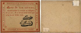 Country : FRANCE regionalism and miscellaneous 
Face Value : 6 Livres 
Date : (1791-1792) 
Period/Province/Bank : Révolution, billet de confiance ...