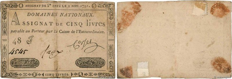 Country : FRANCE 
Face Value : 5 Livres Faux 
Date : 01 novembre 1791 
Period...