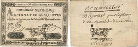 Country : FRANCE 
Face Value : 5 Livres Faux 
Date : 30 avril 1791 
Period/Province/Bank : Assignats 
Catalogue reference : Ass.27x 
Alphabet - s...