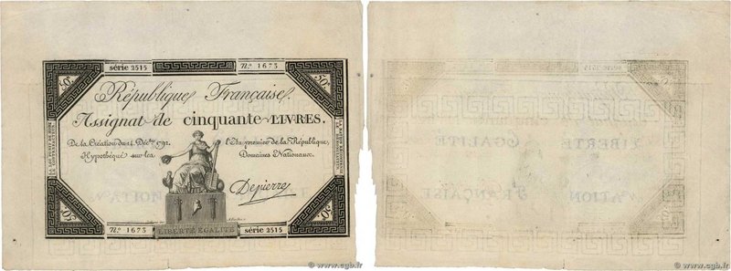 Country : FRANCE 
Face Value : 50 Livres 
Date : 14 décembre 1792 
Period/Pro...