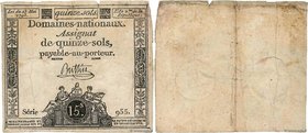 Country : FRANCE 
Face Value : 15 Sols Fauté 
Date : 23 mai 1793 
Period/Province/Bank : Assignats 
Catalogue reference : Ass.41b-v1c 
Alphabet -...