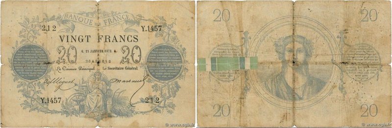 Country : FRANCE 
Face Value : 20 Francs type 1871 
Date : 25 janvier 1873 
P...