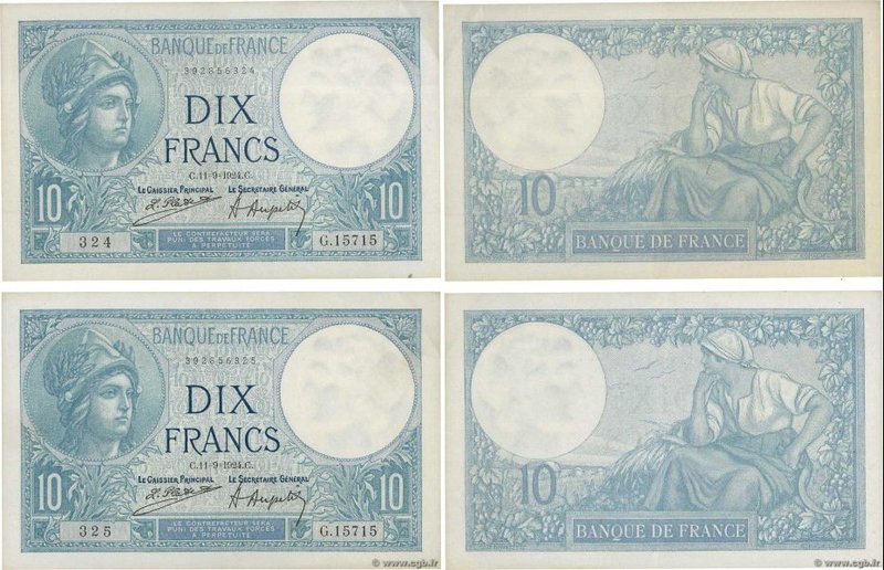 Country : FRANCE 
Face Value : 10 Francs MINERVE Consécutifs 
Date : 11 septem...