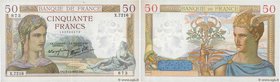 Country : FRANCE 
Face Value : 50 Francs CÉRÈS modifié 
Date : 02 décembre 1937 
Period/Province/Bank : Banque de France, XXe siècle 
Catalogue re...