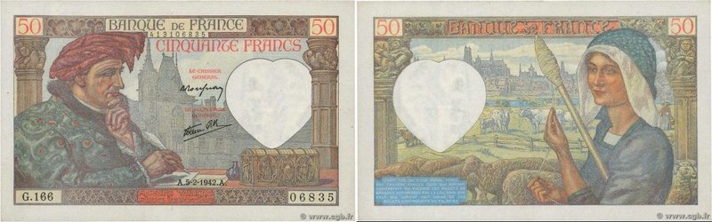 Country : FRANCE 
Face Value : 50 Francs JACQUES CŒUR 
Date : 05 février 1942 ...