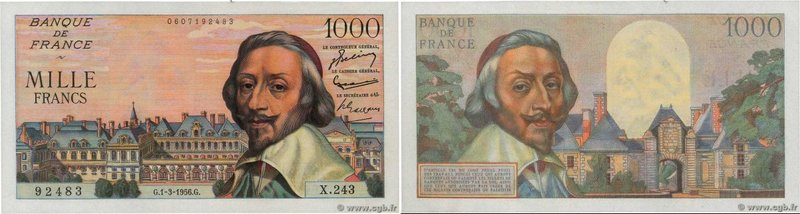 Country : FRANCE 
Face Value : 1000 Francs RICHELIEU 
Date : 01 mars 1956 
Pe...