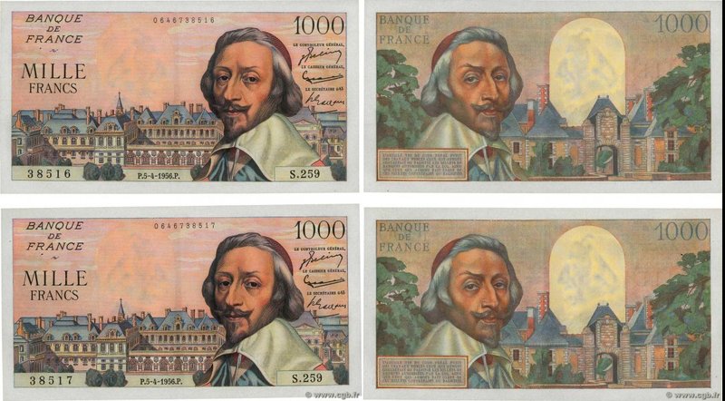 Country : FRANCE 
Face Value : 1000 Francs RICHELIEU Consécutifs 
Date : 05 av...