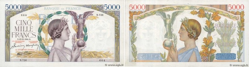 Country : FRANCE 
Face Value : 5000 Francs VICTOIRE Impression à plat 
Date : ...