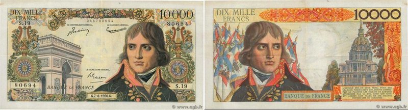 Country : FRANCE 
Face Value : 10000 Francs BONAPARTE 
Date : 07 juin 1956 
P...
