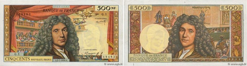 Country : FRANCE 
Face Value : 500 Nouveaux Francs MOLIÈRE 
Date : 02 juillet ...