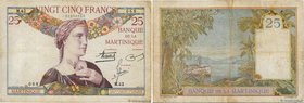 Country : MARTINIQUE 
Face Value : 25 Francs 
Date : (1930/1945) 
Period/Province/Bank : Banque de la Martinique 
Catalogue reference : P.12 
Alp...