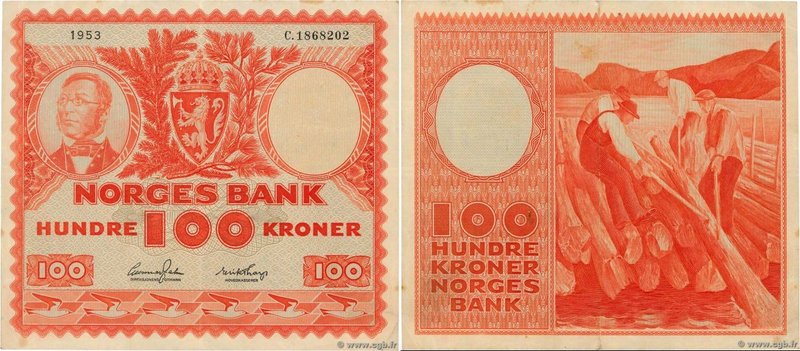 Country : NORWAY 
Face Value : 100 Kroner 
Date : 1953 
Period/Province/Bank ...