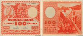 Country : NORWAY 
Face Value : 100 Kroner 
Date : 1953 
Period/Province/Bank : Norges Bank 
Catalogue reference : P.33a3 
Alphabet - signatures -...