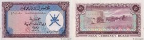 Country : OMAN 
Face Value : 5 Rials Omani 
Date : (1973) 
Period/Province/Bank : Oman Currency Board 
Catalogue reference : P.11a 
Alphabet - si...