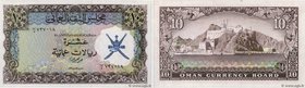 Country : OMAN 
Face Value : 10 Rials Omani 
Date : (1973) 
Period/Province/Bank : Oman Currency Board 
Catalogue reference : P.12a 
Alphabet - s...