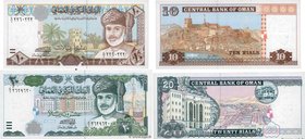 Country : OMAN 
Face Value : 10 et 20 Rials 
Date : 1995 
Period/Province/Bank : Central Bank of Oman 
Catalogue reference : P.36 et P.37 
Alphab...
