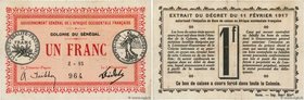 Country : SENEGAL 
Face Value : 1 Franc 
Date : 11 février 1917 
Period/Province/Bank : Gouvernement Général de l'A.O.F. 
Catalogue reference : P....