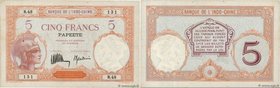 Country : TAHITI 
Face Value : 5 Francs 
Date : (1932-1936) 
Period/Province/Bank : Banque de l'Indochine 
Catalogue reference : P.11b 
Additiona...