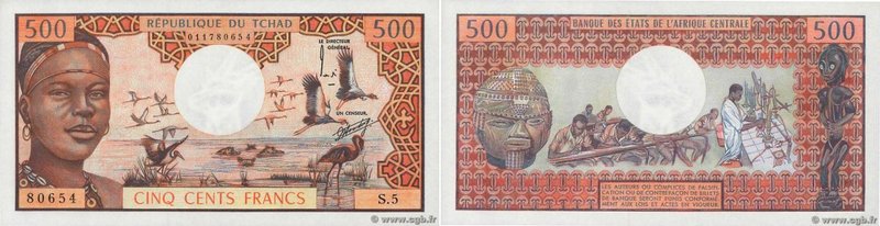 Country : CHAD 
Face Value : 500 Francs 
Date : (1973) 
Period/Province/Bank ...
