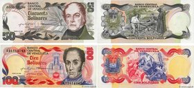 Country : VENEZUELA 
Face Value : 50 et 100 Bolivares Lot 
Date : 1980-1981 
Period/Province/Bank : Banco Central de Venezuela 
Catalogue referenc...