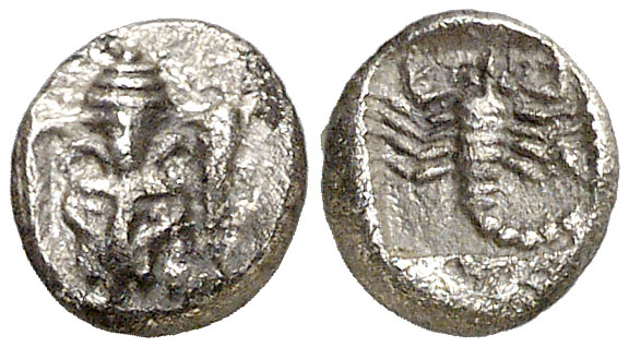 (450-400 a.C.). Caria. Milasa. Hemióbolo. (S. falta) (BMC. XVIII, falta). 0,55 g...