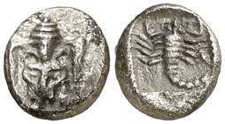 (450-400 a.C.). Caria. Milasa. Hemióbolo. (S. falta) (BMC. XVIII, falta). 0,55 g. MBC.
