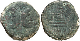 (46-45 a.C.). Cnaeo Pompeyo. As. (Spink 1386) (Craw. 471/1) (FAB. R26). 24,72 g. BC+.